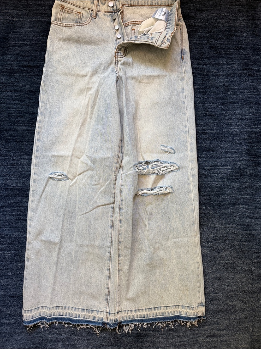MNML Light Blue Relaxed Ripped Jeans